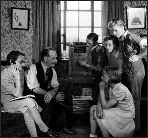 People listening to a radio